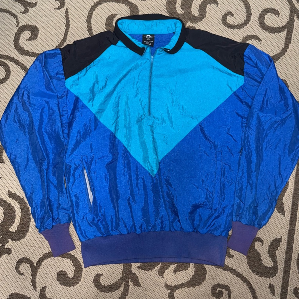 Blue and Black Windbreaker Jacket